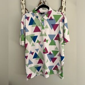 Vincero Golf Polo Mens Large Geometric 90’s Print EUC‎